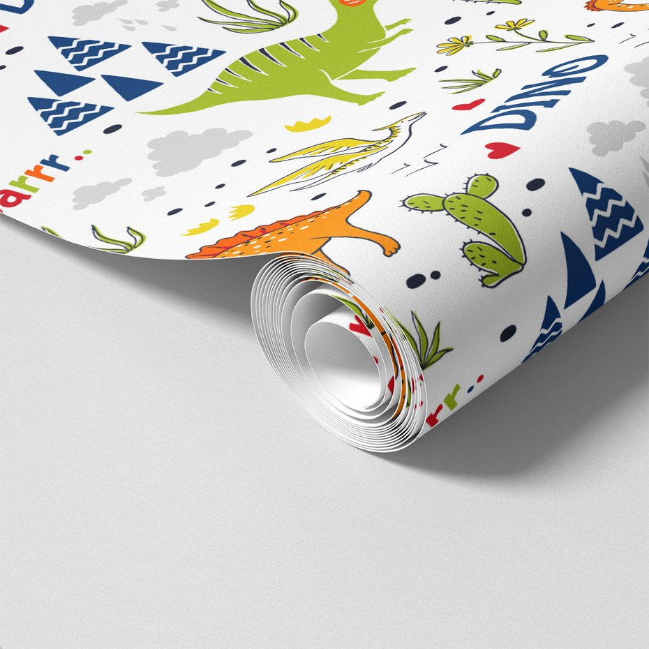 Tapeta - dziecięca, dinozaury, wzór, kaktusy