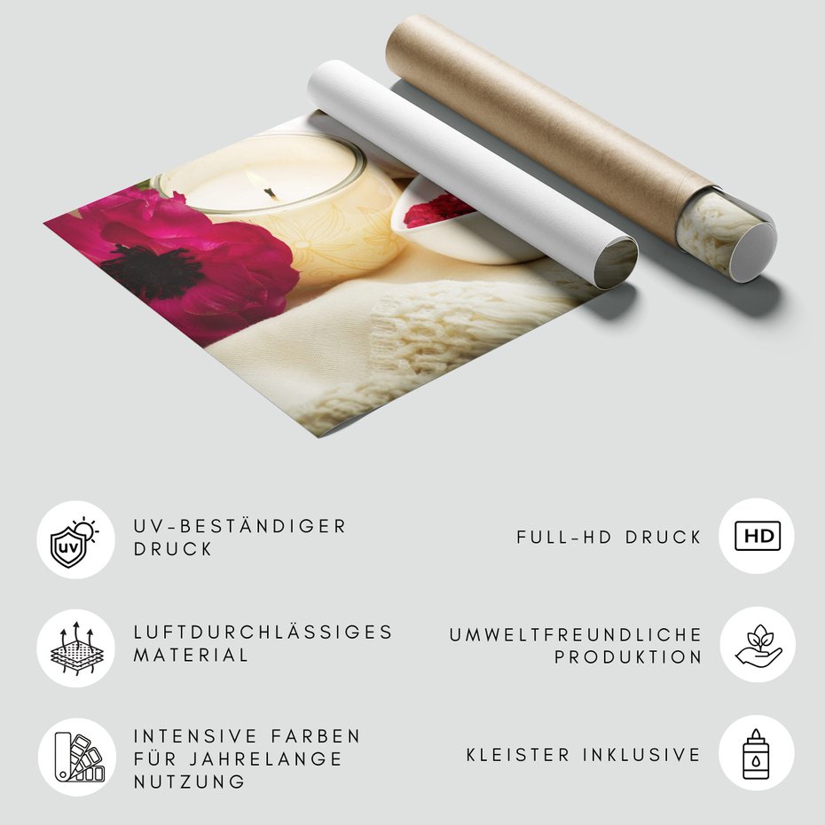 Fototapeta - świece, kwiat, relaks