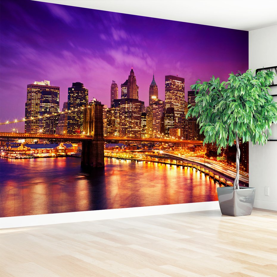 Fototapeta - miasto, most, noc