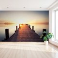 Fototapeta - jezioro, pomost, wschód słońca