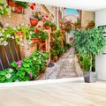 Fototapeta - kwiaty, uliczka, doniczki