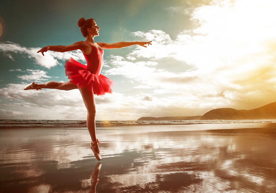 Fototapeta - baletnica, plaża, taniec