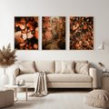 Zestaw obrazy w ramie, plakaty - liście,jesień,drzewa - rama drewno