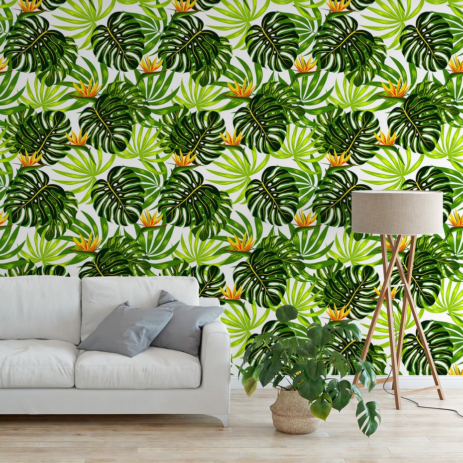 Tapeta - liście, kwiaty, tropiki
