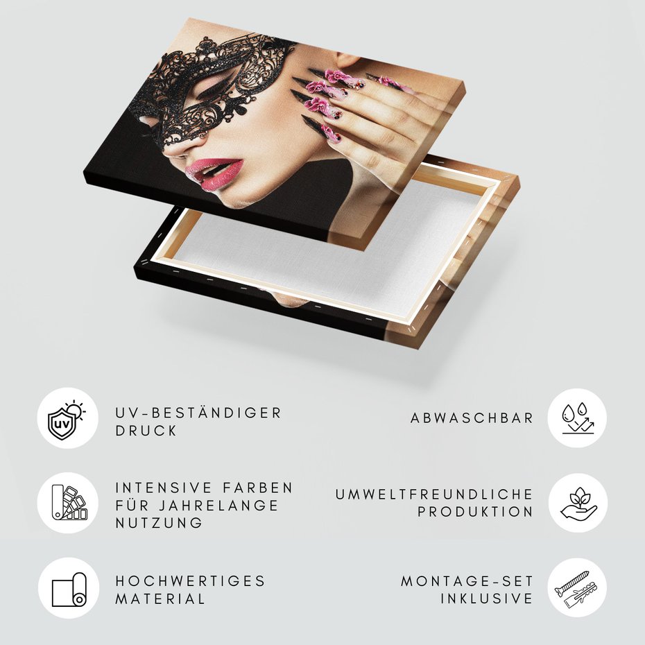 Obraz na płótnie - maska, manicure, kwiaty