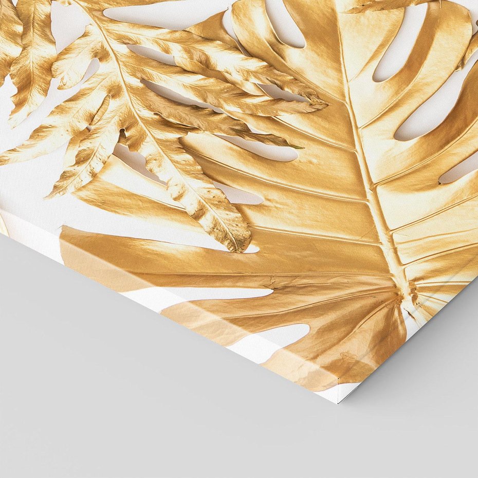 Obraz na płótnie - złoty, liście, abstrakcja