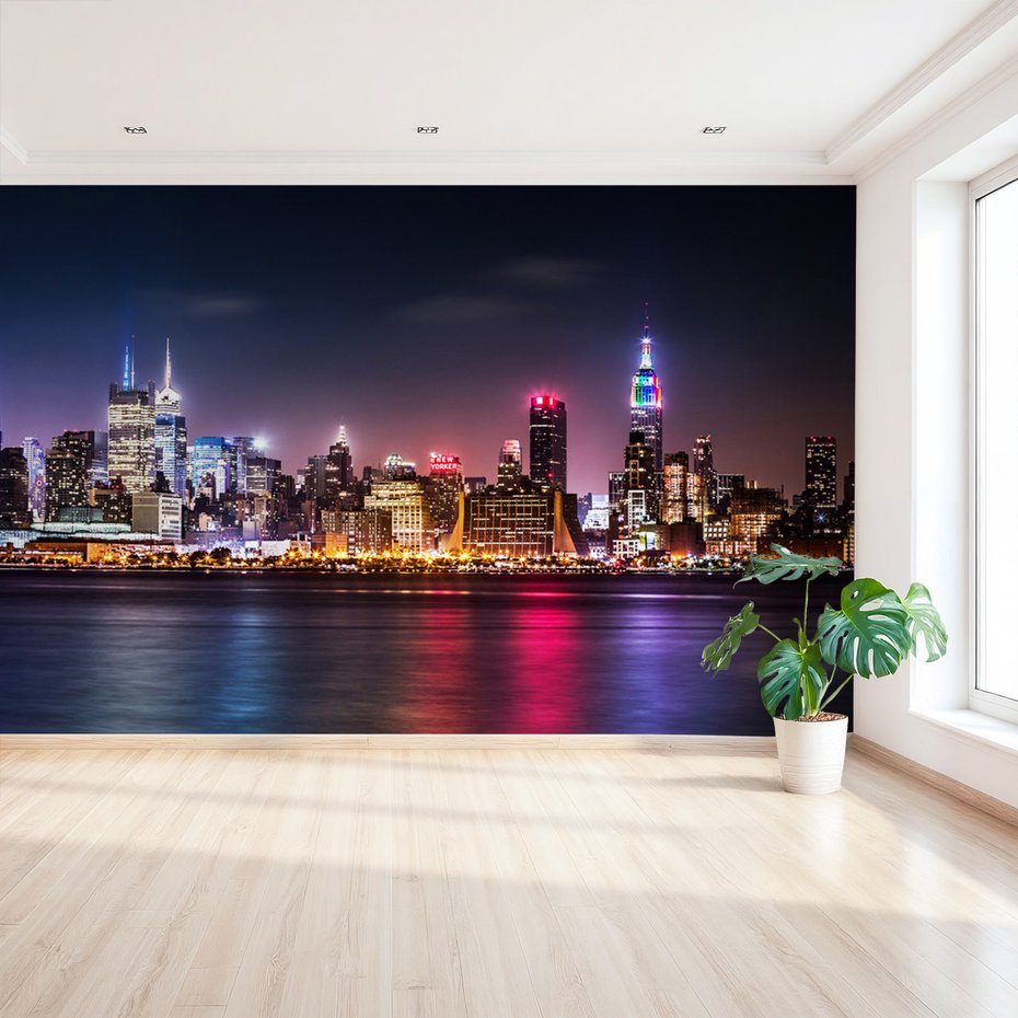 Fototapeta - miasto, noc, woda