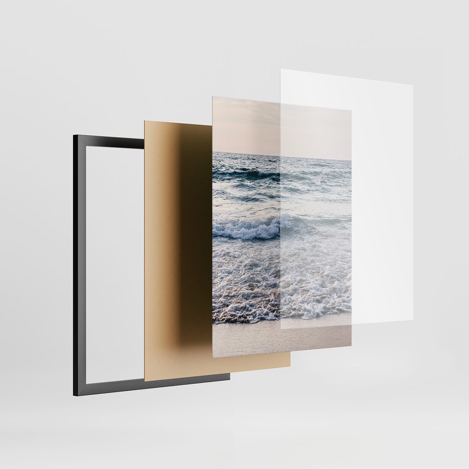 Zestaw obrazy w ramie, plakaty - plaża, morze, piasek - rama czarna
