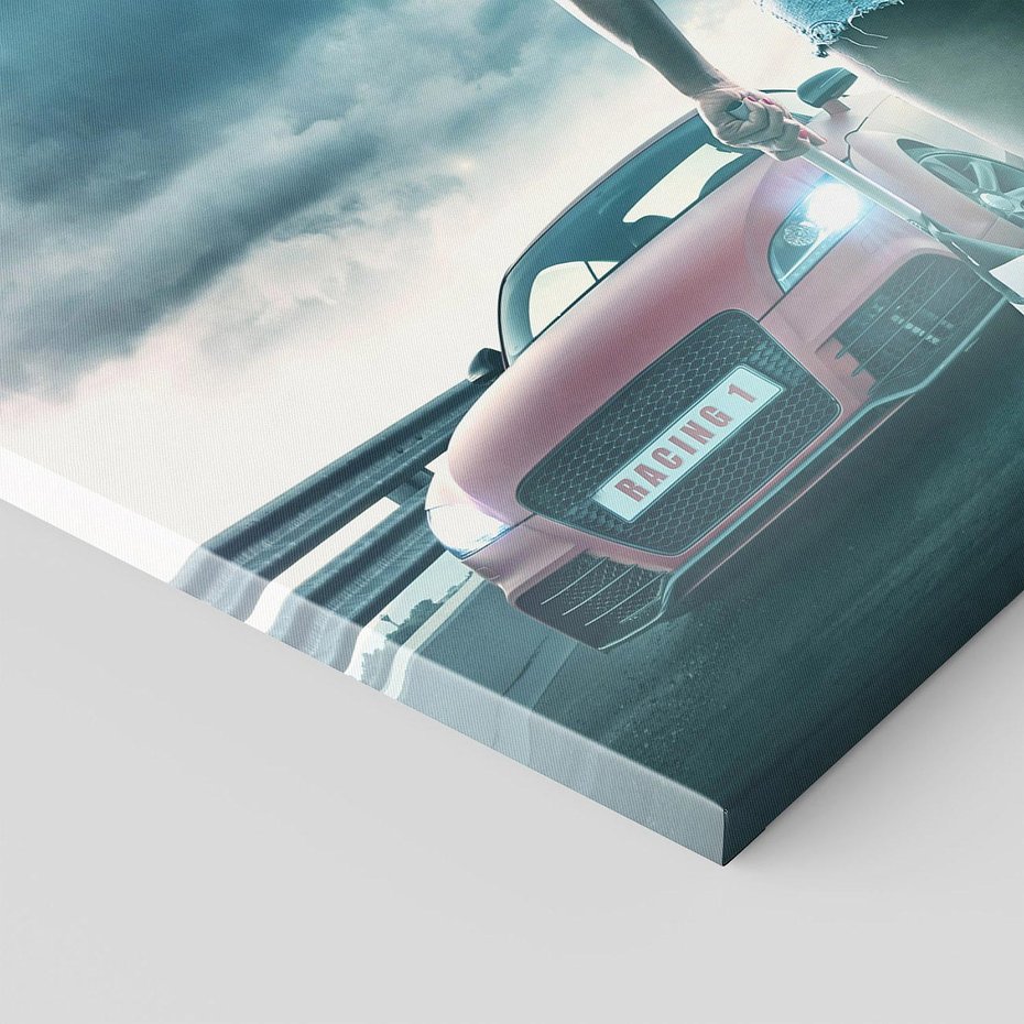 Obraz na płótnie - wyścigi, samochody, kobieta