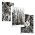 Zestaw obrazy w ramie, plakaty - zima, śnieg, las - rama biała