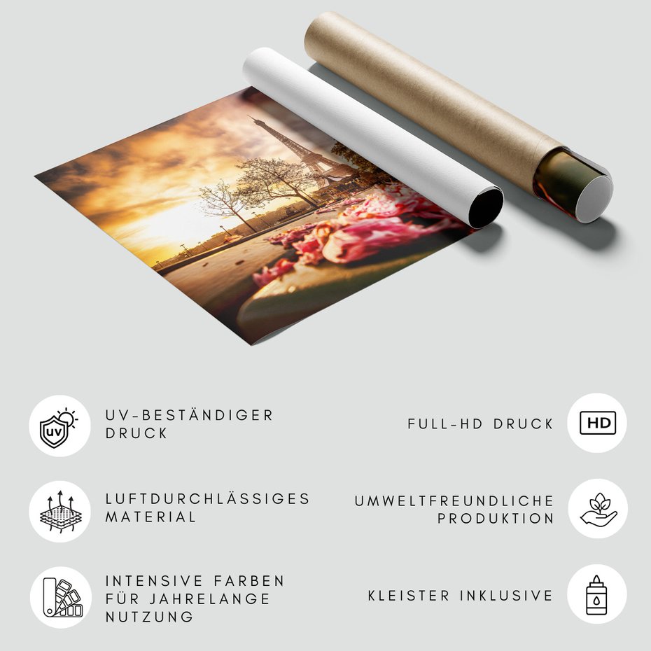 Fototapeta - Paryż, Wieża Eiffla, kwiaty