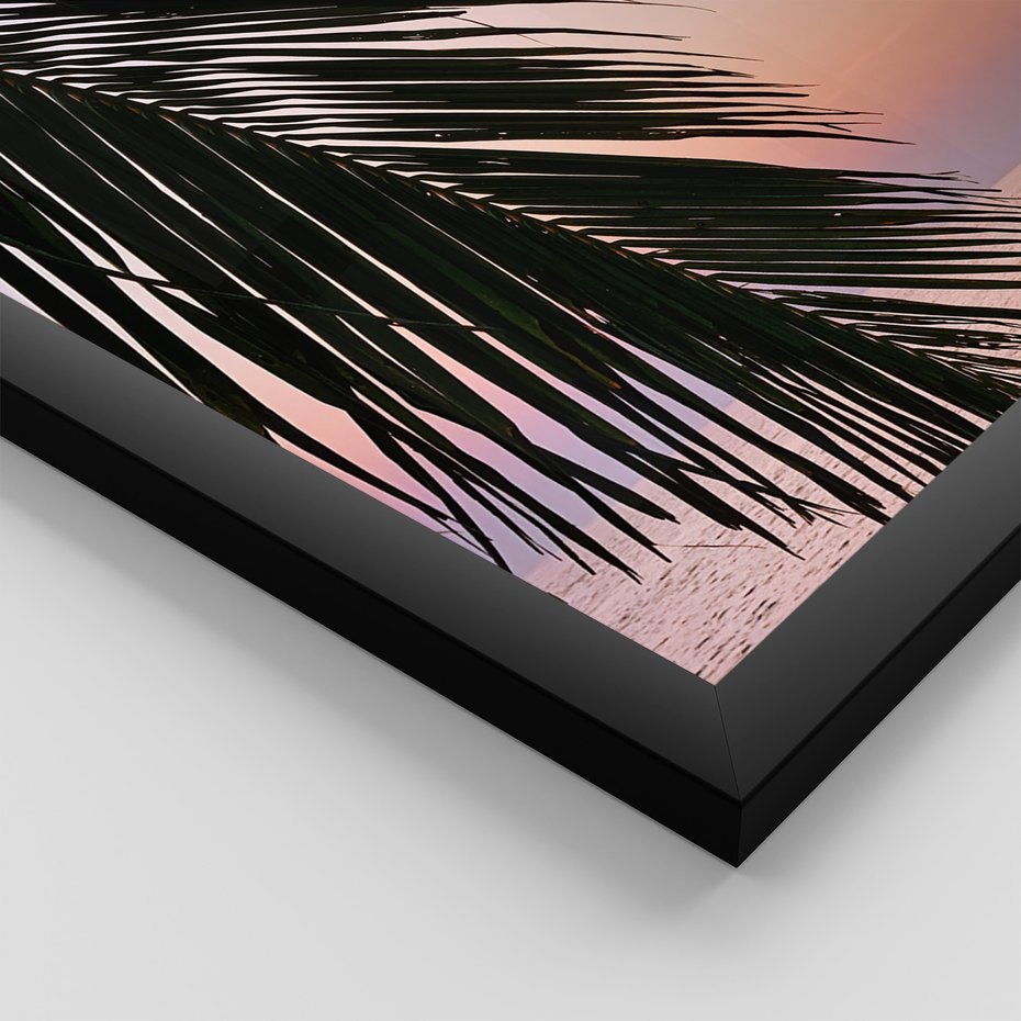 Zestaw obrazy w ramie, plakaty - palma, tropiki, morze - rama czarna