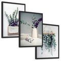Zestaw obrazy w ramie, plakaty - eukaliptus, liście, gałązki - rama czarna