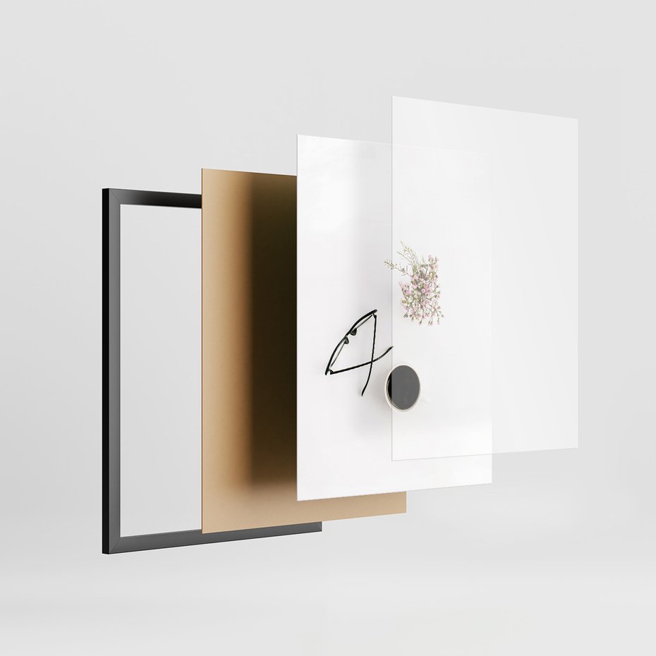 Zestaw obrazy w ramie, plakaty - kwiaty, okulary, kompozycja - rama czarna