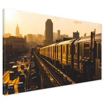 Obraz na płótnie - miasto, pociąg, budynki