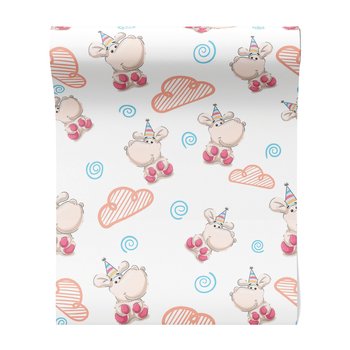 Tapeta - dziecięca, hipopotam, chmura, spirala