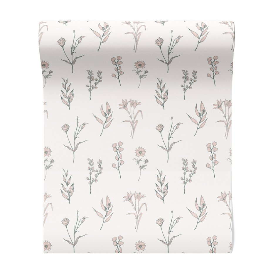 Tapeta - kwiaty, liście, wzór