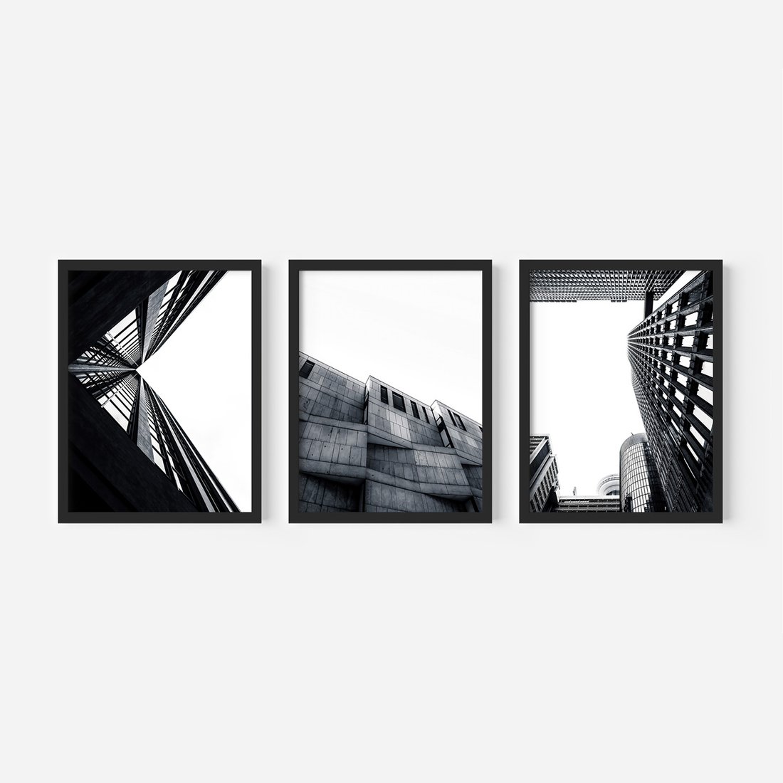 Zestaw obrazy w ramie, plakaty - architektura, budynki, miejski - rama czarna