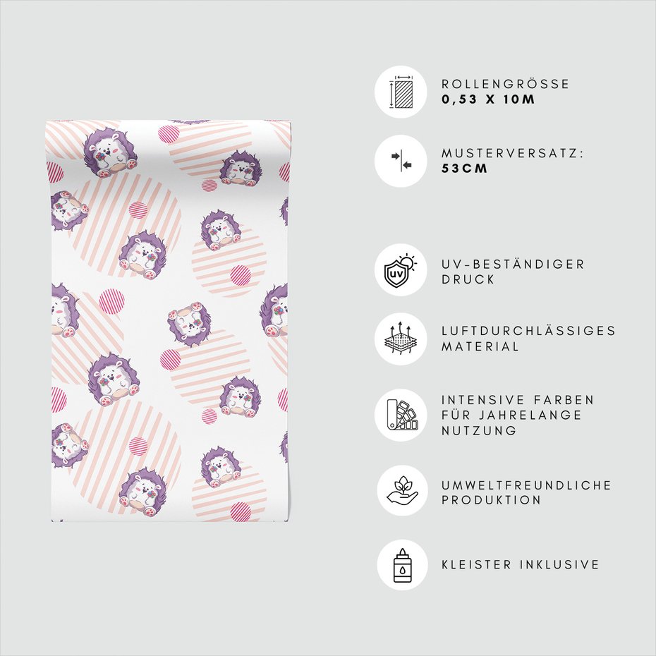 Tapeta - dziecięca, jeże, kropki,