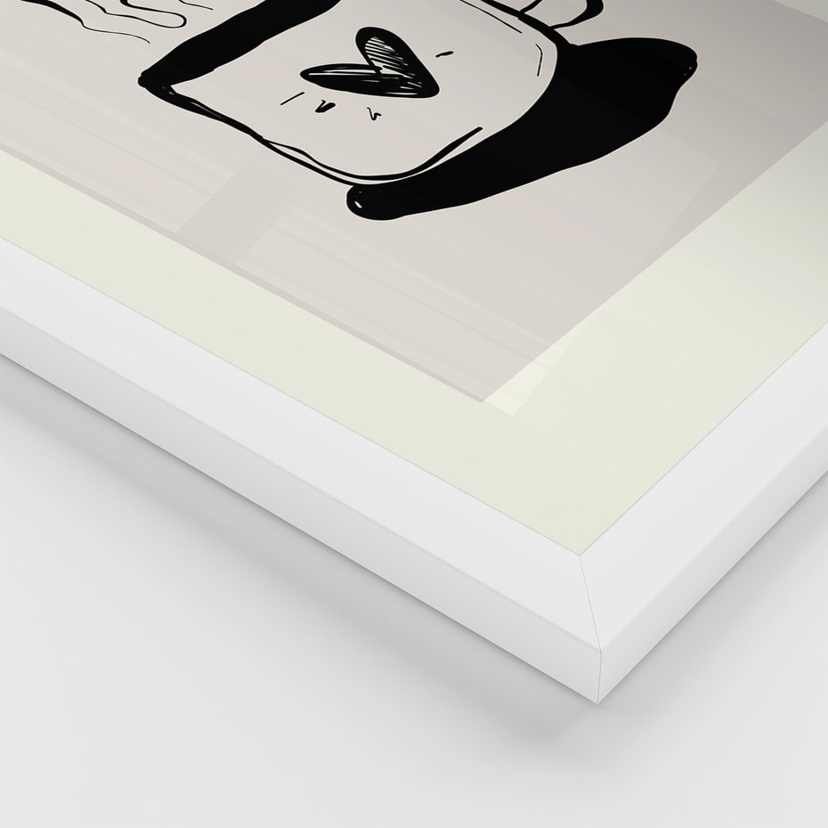 Zestaw obrazy w ramie, plakaty - kawa, filiżanka, croissant - rama biała