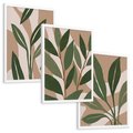 Zestaw obrazy w ramie, plakaty - liście, rośliny, abstrakcja - rama biała
