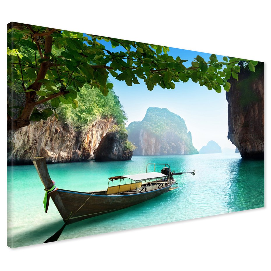 Obraz na płótnie - plaża, morze, łódź