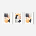 Zestaw obrazy w ramie, plakaty - abstrakcja, geometryczne, kształty - rama biała