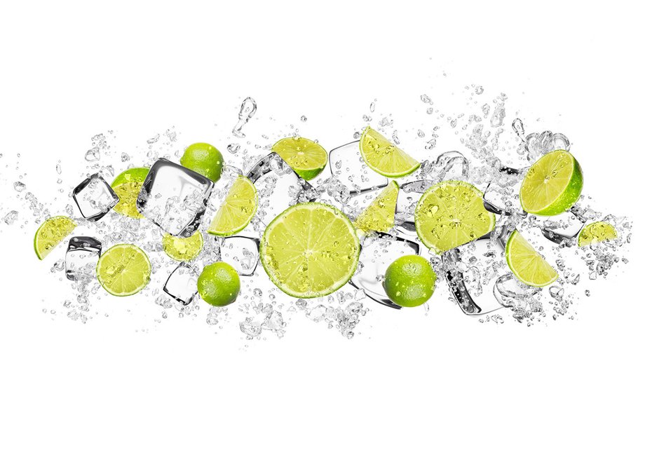 Fototapeta - limonka, lód, woda