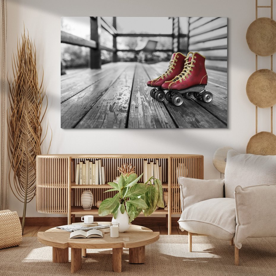 Obraz na płótnie - wrotki, retro, czerwone