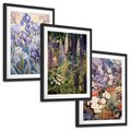 Zestaw obrazy w ramie, plakaty - kwiaty, irysy, rośliny - rama czarna