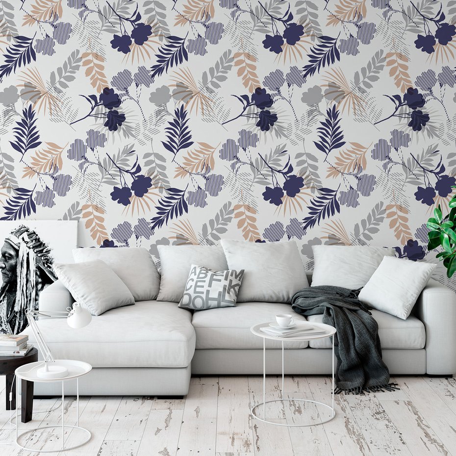 Tapeta - kwiaty, liście, tło