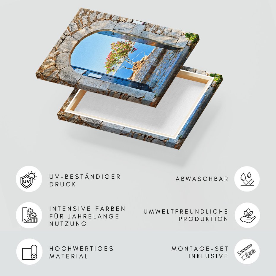 Obraz na płótnie - morze, kwiaty, błękitne niebo