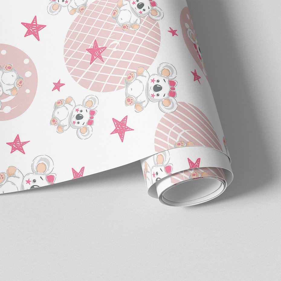 Tapeta - dziecięca, koala, gwiazdy, tło