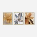 Zestaw obrazy w ramie, plakaty - kwiaty, płatki, dekoracja - rama drewno