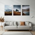 Zestaw obrazy w ramie, plakaty - góry, domy, krajobraz - rama biała