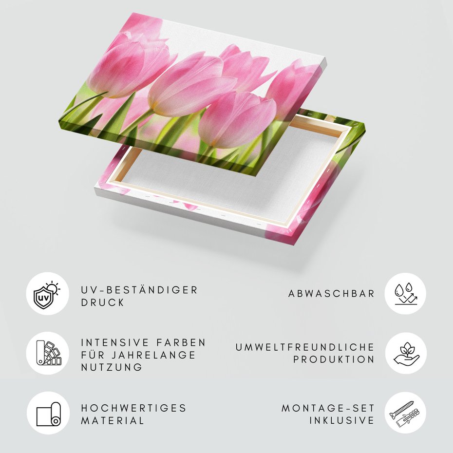 Obraz na płótnie - tulipany, kwiaty, różowe