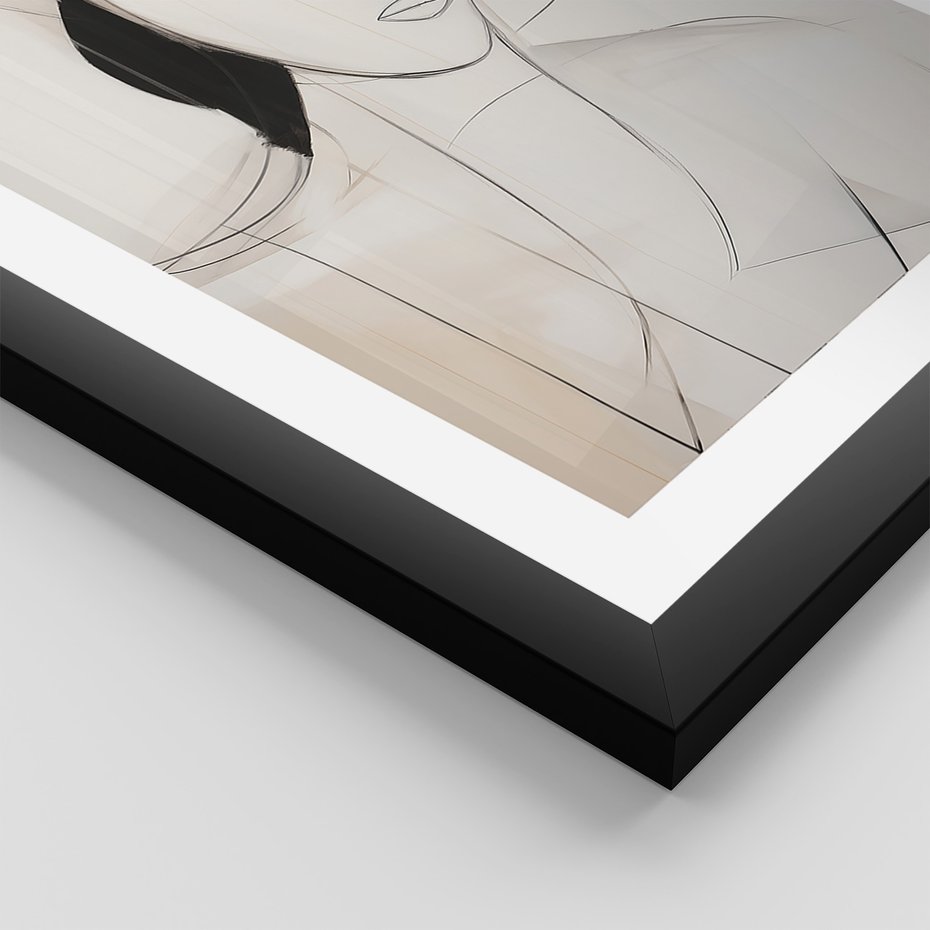 Zestaw obrazy w ramie, plakaty - abstrakcja, portret, minimalizm - rama czarna