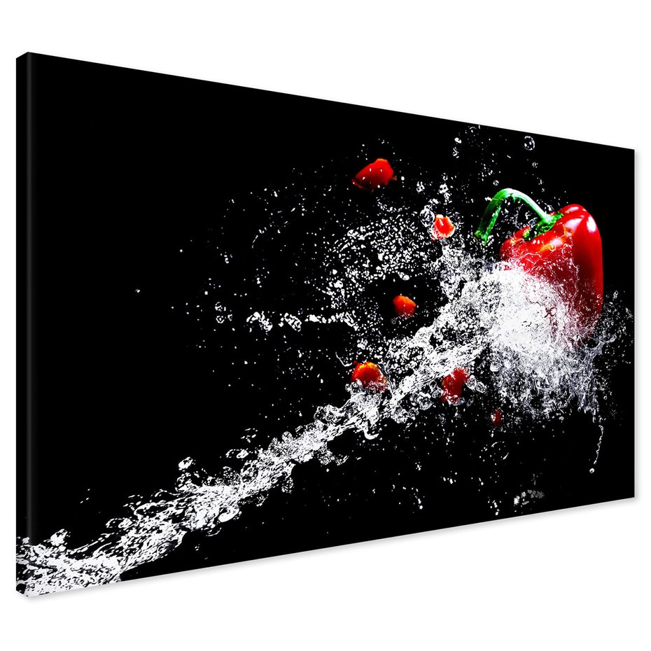 Obraz na płótnie - papryka, woda, czerwony