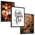 Zestaw obrazy w ramie, plakaty - jesień, liście, las - rama czarna