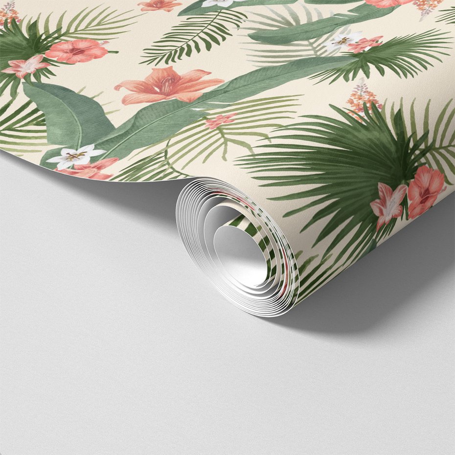 Tapeta - kwiaty, liście, wzór