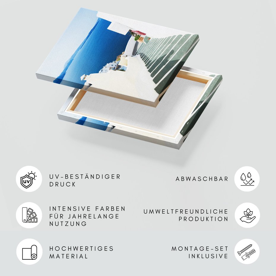 Obraz na płótnie - Schody, Morze, Santorini