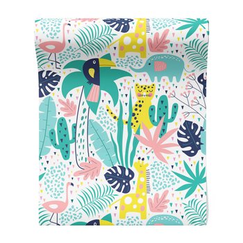 Tapeta - dziecięca, zwierzęta, liście, palma