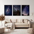 Zestaw obrazy w ramie, plakaty - gwiazdy, noc, galaktyka - rama czarna
