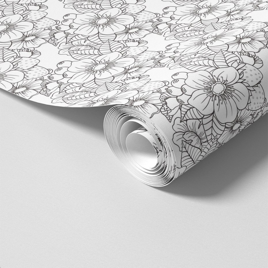 Tapeta - kwiaty, liście, jagody