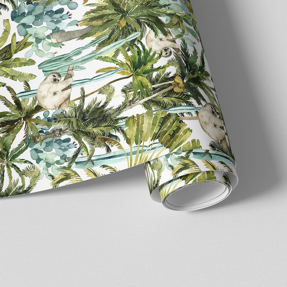 Tapeta - leniwce, palmy, kaktusy