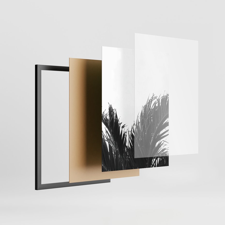 Zestaw obrazy w ramie, plakaty - palmy, liście, tropikalne - rama czarna