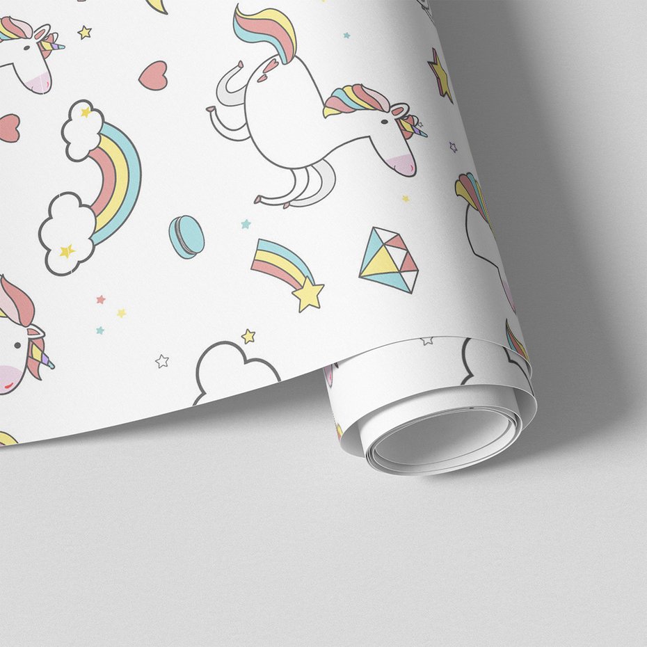 Tapeta - dziecięca, jednorożce, tęcze, gwiazdy