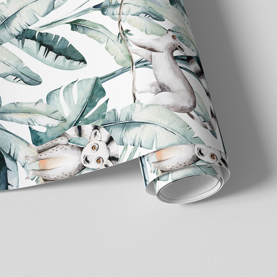 Tapeta - lemur, liście, gałąź