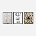 Zestaw obrazy w ramie, plakaty - kwiaty,kawa,tekst - rama czarna