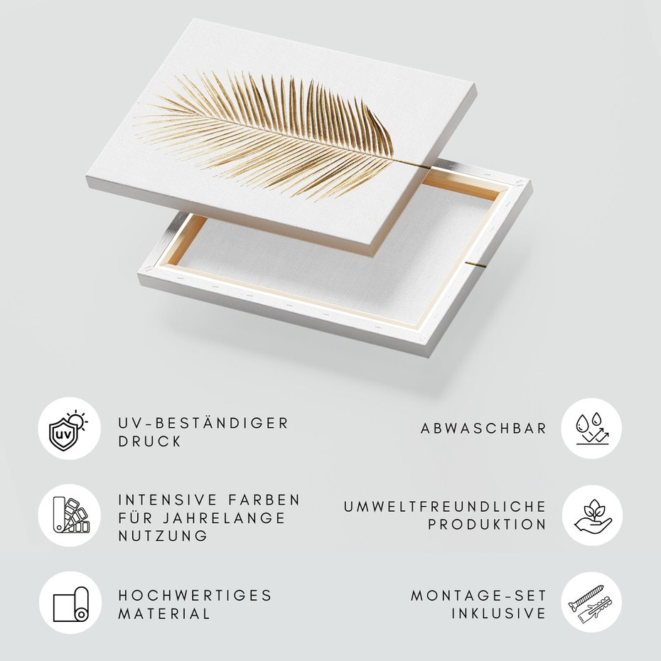 Obraz na płótnie - liść palmy, złoty, abstrakcja